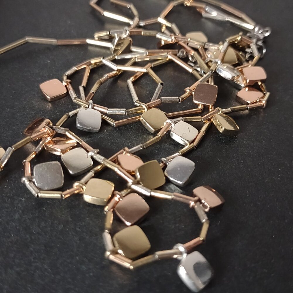 Multitone Layered Beaded Statement Necklace